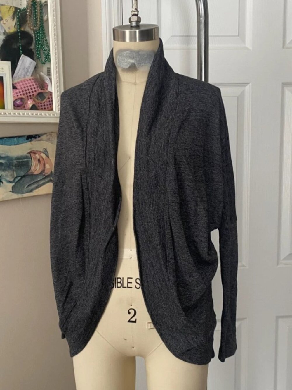 FOREVER 21 Heather Stretch Knit Soft Cotton Open Duster cardigan *SMALL* B208